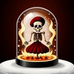 Skeleton in a snow globe